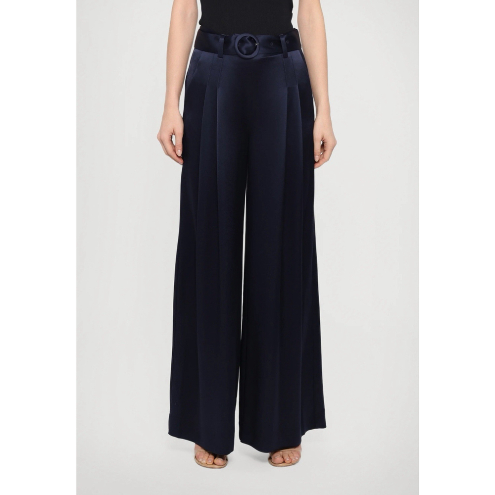 Cinq A Sept Shauna Pleated Satin Wide Leg Pants 14 Office Siren Career Elegant